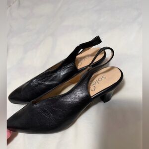 Sole Terra Classic Black Slingback Heels 38 7.5/8
